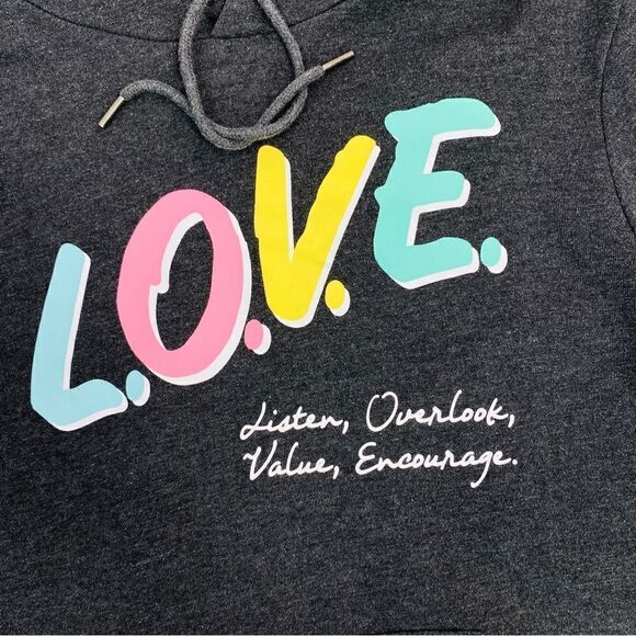 Aeropostale Aero One Love Pullover Hoodie Gray Multi Medium Unisex - Picture 6 of 13